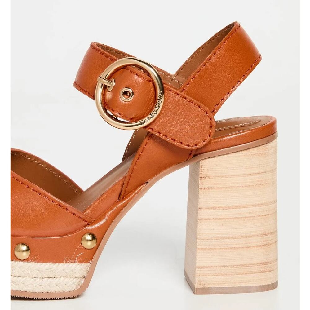 See by Chloe Vivian Espadrille Heel Sandal Shoe 39 Rubber Outsole Ankle Strap - Picture 2 of 15